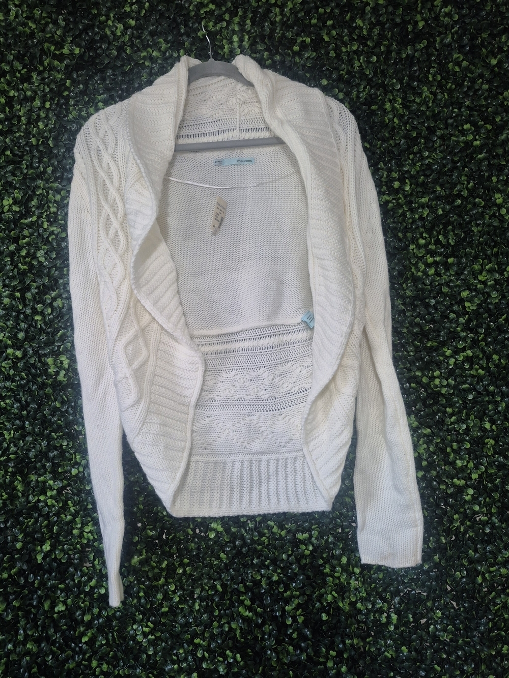 Maurices Cream Cable Knit Open-Front Cardigan